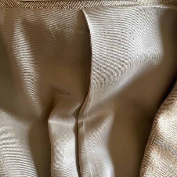 Ermenegildo Zegna Fine Wool Tan Blazer Sport Coat Jacket Tan 44L w/ blue yellow - Picture 6 of 10